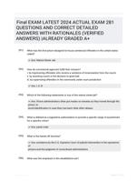 Final EXAM LATEST 2024 ACTUAL EXAM 281 QUESTIONS AND CORRECT DETAILED ANSWERS WITH RATIONALES (VERIFIED ANSWERS) |ALREADY GRADED A+