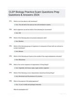 CLEP Biology Practice Exam Questions Prep Questions & Answers 2024