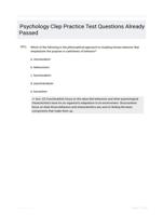 Psychology Clep Practice Test Questions Already Passed