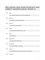 IRSC HSC2531 FINAL EXAM VOCAB WITH 100% CORRECT ANSWERS ALREADY GRADED A+