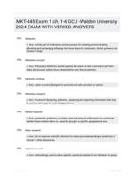 MKT-445 Exam 1 ch. 1-6 GCU -Walden  University 2024 EXAM WITH VERIIED  ANSWERS