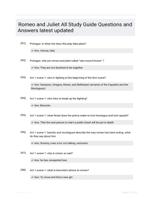 Romeo and Juliet All Study Guide Questions and Answers latest updated