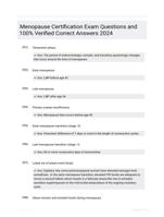 Menopause Certification Exam Questions and 100% Verified Correct Answers 2024