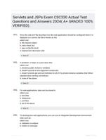 Servlets and JSPs Exam CSC330 Actual Test Questions and Answers 2024( A+ GRADED 100% VERIFIED).