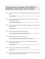 Florida Property & Casualty 200 CORRECTLY ANSWERED QUESTIONS LATEST UPDATE