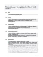 Physical therapy Georgia Law test Study Guide Rated A+