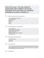 POLS 207 Exam 1 ACTUAL EXAM 41 QUESTIONS AND CORRECT DETAILED ANSWERS WITH RATIONALES (VERIFIED ANSWERS) |ALREADY GRADED A+