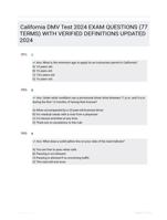 California DMV Test 2024 EXAM QUESTIONS (77 TERMS) WITH VERIFIED DEFINITIONS UPDATED 2024