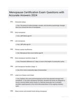 Menopause Certification Exam Questions with Accurate  Answers 2024