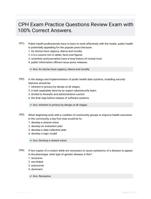 CPH Exam Practice Questions Review Exam with 100% Correct Answers.
