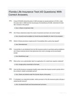 Florida Life Insurance Test |43 Questions| With Correct Answers.