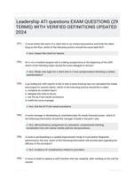 Leadership ATI questions EXAM QUESTIONS (29 TERMS) WITH VERIFIED DEFINITIONS UPDATED 2024