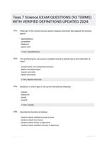 Teas 7 Science EXAM QUESTIONS (93 TERMS) WITH VERIFIED DEFINITIONS UPDATED 2024
