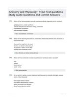 Anatomy and Physiology- TEAS Test questions Study Guide Questions and Correct Answers