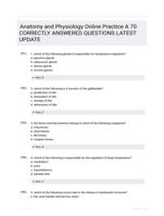 Anatomy and Physiology Online Practice A 70 CORRECTLY ANSWERED QUESTIONS LATEST UPDATE