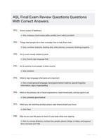 ASL Final Exam Review Questions Questions With Correct Answers.