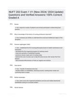 NUFT 202 Exam 1 V1 (New 2024/ 2024  Update) Questions and Verified Answers| 100%  Correct| Graded A