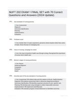 NUFT 202 EXAM 1 FINAL SET with 70 Correct Questions and Answers (2024 Update).