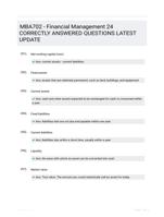 MBA702 - Financial Management 24 CORRECTLY ANSWERED QUESTIONS LATEST UPDATE