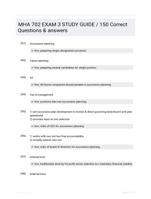 MHA 702 EXAM 3 STUDY GUIDE / 150 Correct Questions & answers
