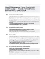 Nurs 5334-Advanced Pharm-Test 1 EXAM QUESTIONS (191 TERMS) WITH VERIFIED DEFINITIONS UPDATED 2024