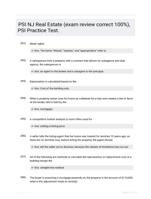 PSI NJ Real Estate (exam review correct 100%), PSI Practice Test.