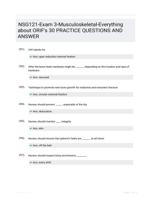 NSG121-Exam 3-Musculoskeletal-Everything about ORIF's 30 PRACTICE QUESTIONS AND ANSWER