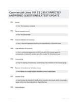 Commercial Lines 101 CE 255 CORRECTLY ANSWERED QUESTIONS LATEST UPDATE
