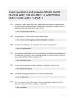 Exam questions and answers STUDY GUIDE REVIEW WITH 108 CORRECTLY ANSWERED QUESTIONS LATEST UPDATE   .