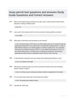 texas permit test questions and answers Study Guide Questions and Correct Answers