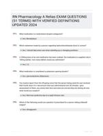 RN Pharmacology A Relias EXAM QUESTIONS (51 TERMS) WITH VERIFIED DEFINITIONS UPDATED 2024