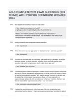 ACLS COMPLETE 2021 EXAM QUESTIONS (324 TERMS) WITH VERIFIED DEFINITIONS UPDATED 2024