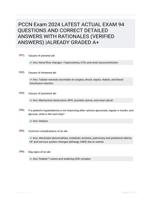 PCCN Exam 2024 LATEST  ACTUAL EXAM 94 QUESTIONS AND CORRECT DETAILED ANSWERS WITH RATIONALES (VERIFIED ANSWERS) |ALREADY GRADED A+