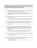 AEM Exam Questions & Answers 2024(Graded A +). NEWEST 2024 ACTUAL EXAM