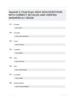 Spanish 2, Final Exam 2024 2024/QUESTIONS WITH CORRECT DETAILED AND VERIFIED ANSWERS/A+ GRADE