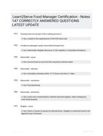 Learn2Serve Food Manager Certification - Notes 147 CORRECTLY ANSWERED QUESTIONS LATEST UPDATE