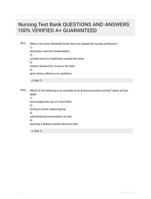Nursing Test Bank QUESTIONS AND ANSWERS 100% VERIFIED A+ GUARANTEED