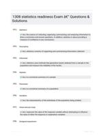 1308 statistics readiness Exam - Questions & Solutions