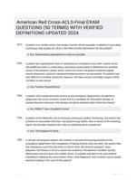 American Red Cross-ACLS-Final EXAM QUESTIONS (50 TERMS) WITH VERIFIED DEFINITIONS UPDATED 2024