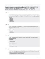 health assessment test bank 1 53 CORRECTLY ANSWERED QUESTIONS LATEST UPDATE