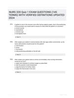 NURS 320 Quiz 1 EXAM QUESTIONS (145 TERMS) WITH VERIFIED DEFINITIONS UPDATED 2024