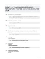 MGMT 314 Test 1 EXAM QUESTIONS (61 TERMS) WITH VERIFIED DEFINITIONS UPDATED 2024