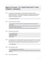 Mgmt 314 Exam 1 91 QUESTIONS  WITH 100% CORRECT  ANSWERS