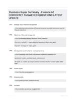 Business Super Summary - Finance 65 CORRECTLY ANSWERED QUESTIONS LATEST UPDATE