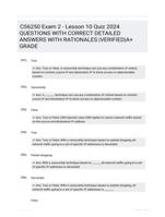 CS6250 Exam 2 - Lesson 10 Quiz 2024 QUESTIONS WITH CORRECT DETAILED ANSWERS WITH RATIONALES |VERIFIED|A+ GRADE