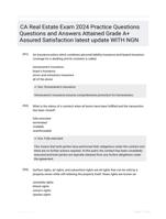 CA Real Estate Exam 2024 Practice Questions Questions and Answers Attained Grade A+ Assured Satisfaction latest  update WITH NGN
