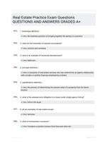 Real Estate Practice Exam Questions QUESTIONS AND ANSWERS GRADED A+