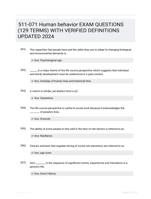 511-071 Human behavior EXAM QUESTIONS (129 TERMS) WITH VERIFIED DEFINITIONS UPDATED 2024