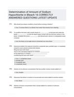 Determination of Amount of Sodium Hypochlorite in Bleach 16 CORRECTLY ANSWERED QUESTIONS LATEST UPDATE