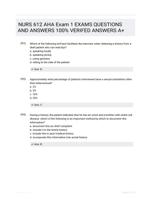 NURS 612 AHA Exam 1 EXAMS  QUESTIONS AND ANSWERS 100% VERIFED ANSWERS A+